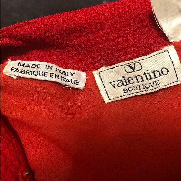 Valentino Vintage Red Blazer Dress Black Roses Size 6 - Picture 8 of 14